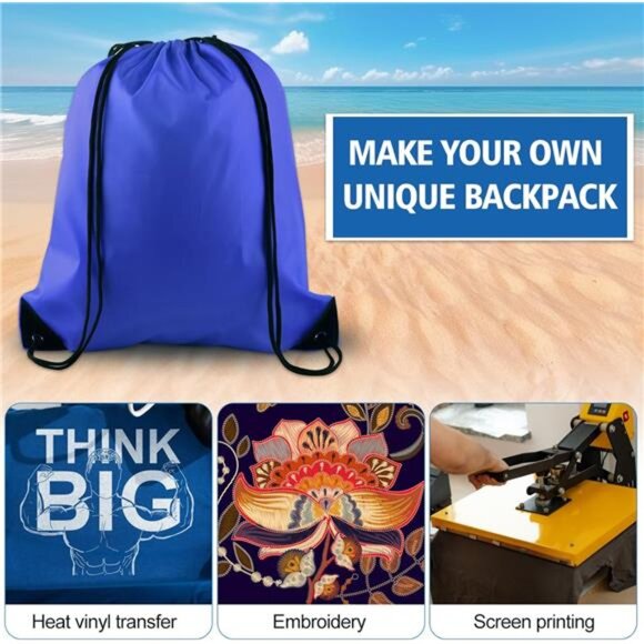 40Pcs Blue Drawstring Backpack Bags Sack Drawstring Bags Bulk String Backpack - Picture 3 of 8